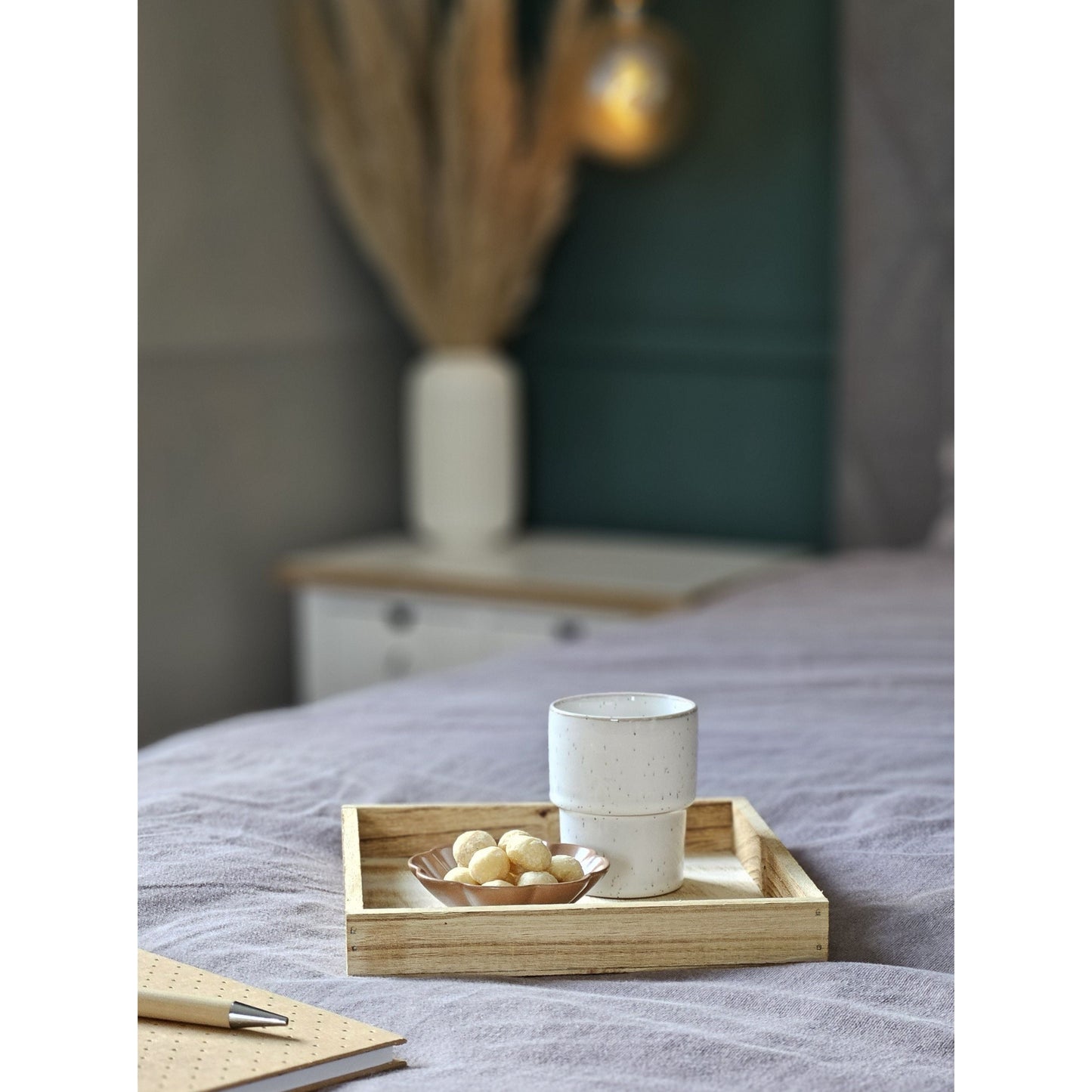 Holz Dekotablett 26x26 cm Braun Rechteckig Natürliche Eleganz