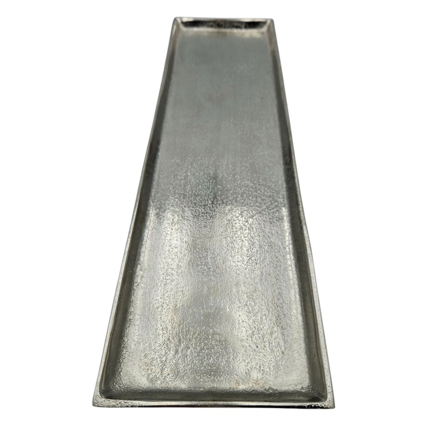 Elegantes silbernes Dekotablett aus Aluminium 44x13 cm