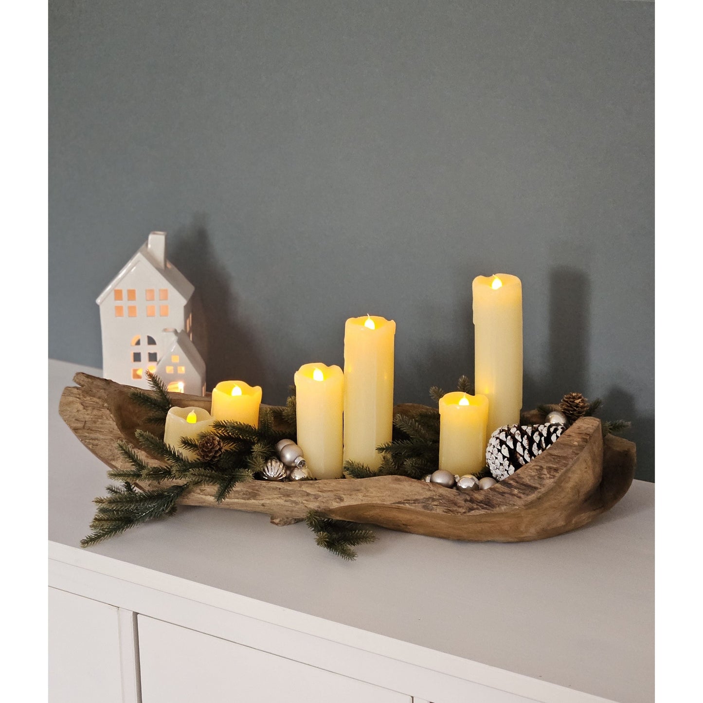 Dekoschale aus massivem Teakholz 60 cm lang