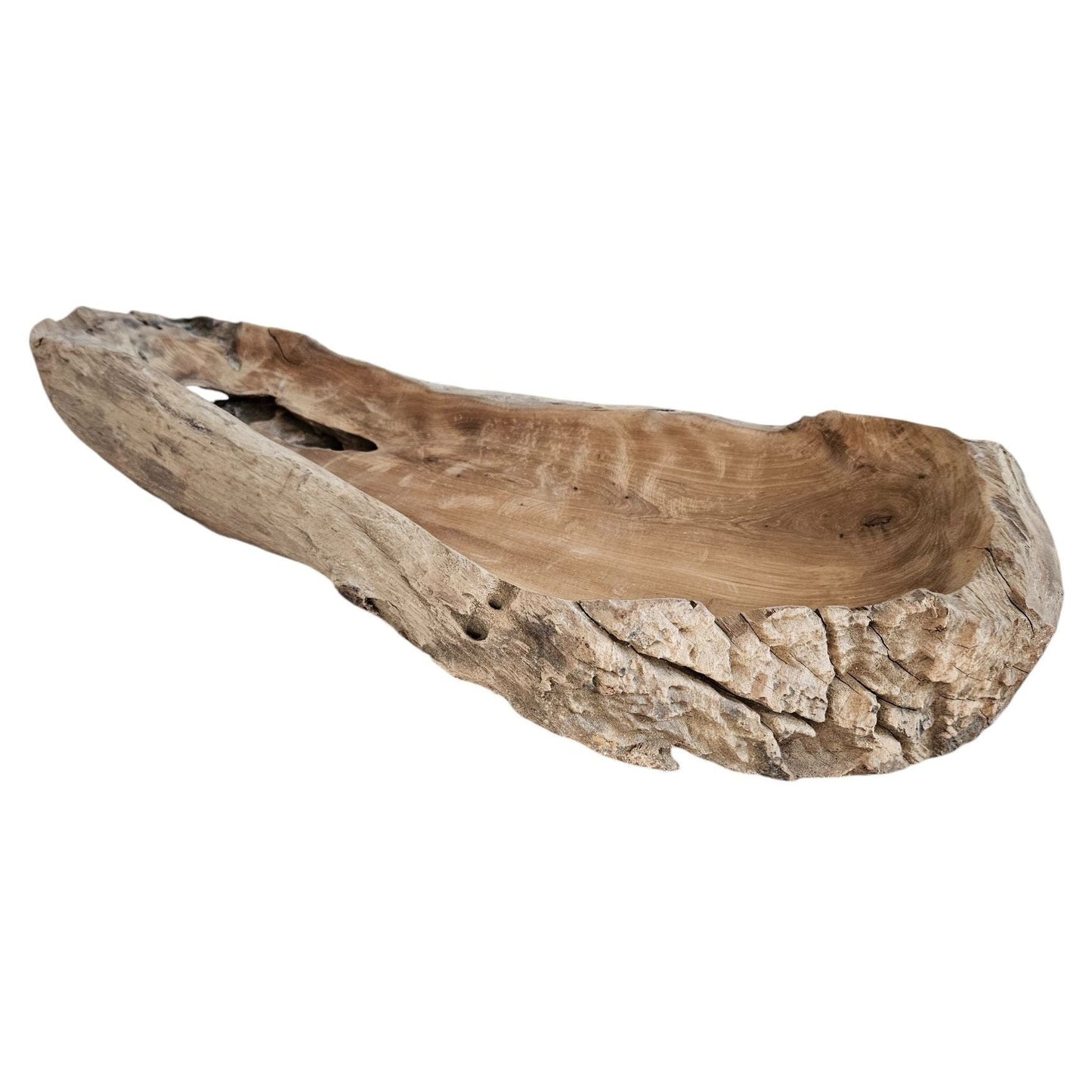 Dekoschale aus massivem Teakholz 60 cm lang