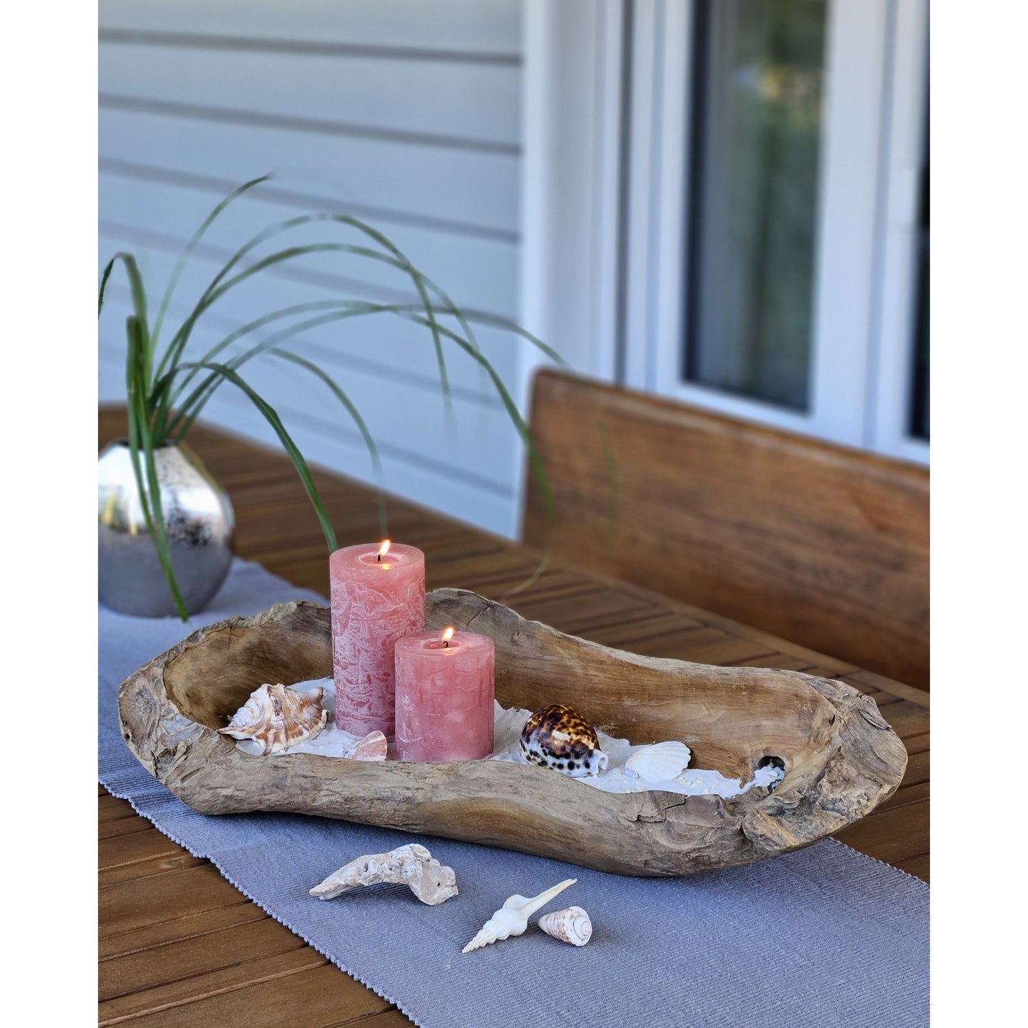 Dekoschale aus massivem Teakholz 60 cm lang