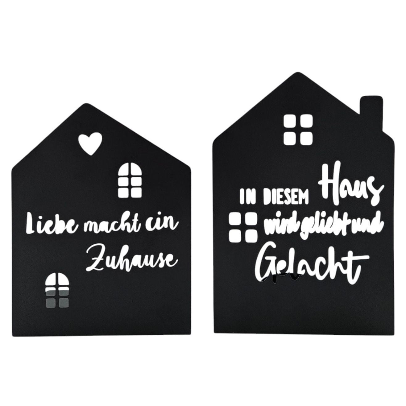 Teelichthalter Haus 2er Set Schwarz Metall Dekoration