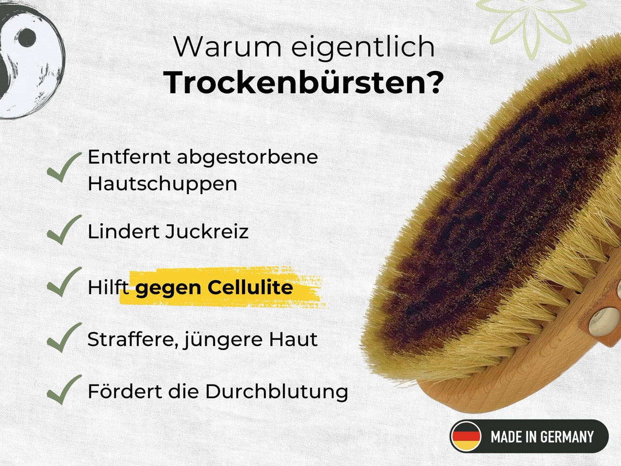 Kupfer Trockenbürste für vitalisierte und glatte Haut