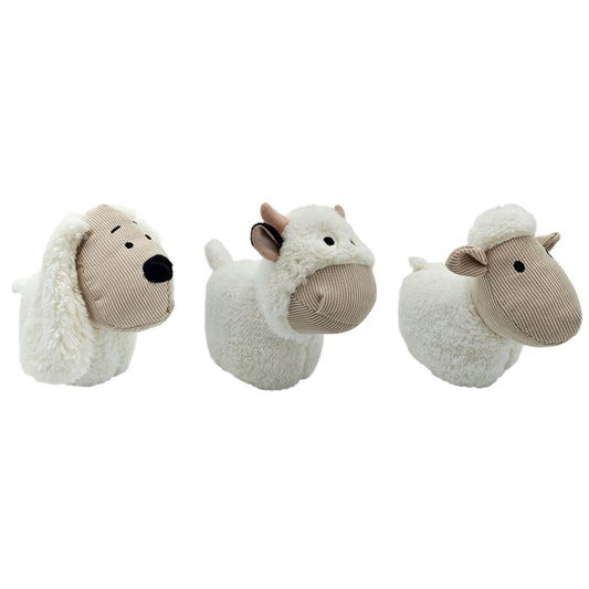 Türstopper Türsack Schaf Kuh Hund aus Stoff mit Sandfüllung weiß beige