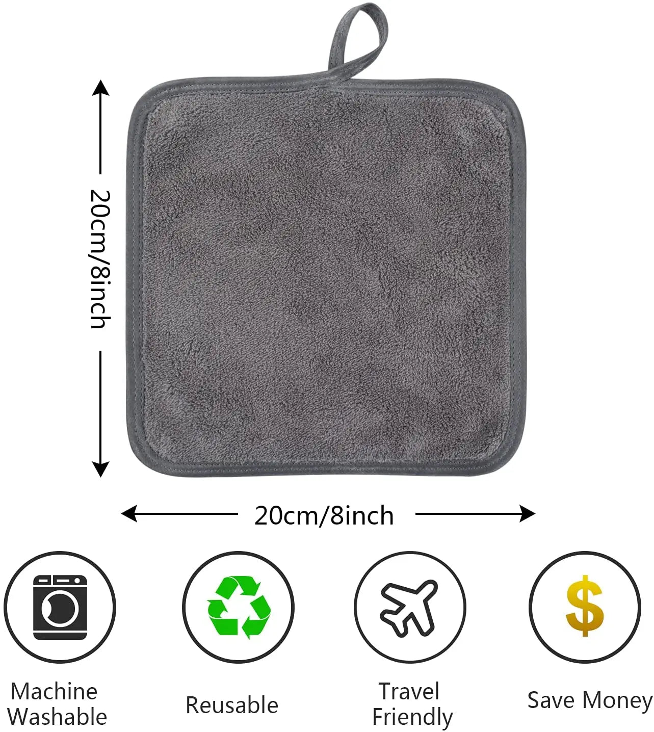 Wiederverwendbare Mikrofaser Gesichtstücher 6er Set 20x20 cm