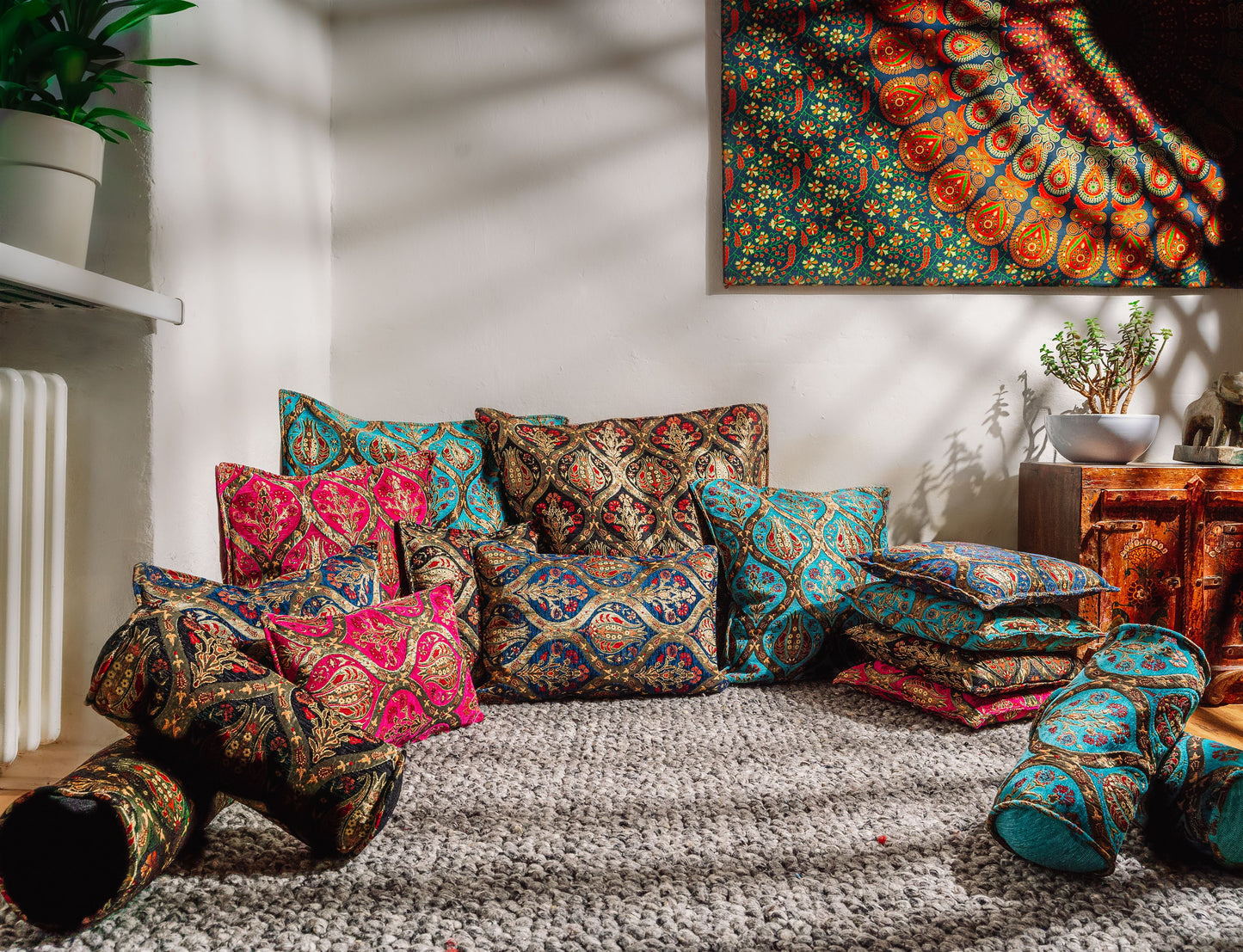 Kissenbezug Paisley Muster Schwarz aus hochwertigem Baumwollcord-Aga's Own