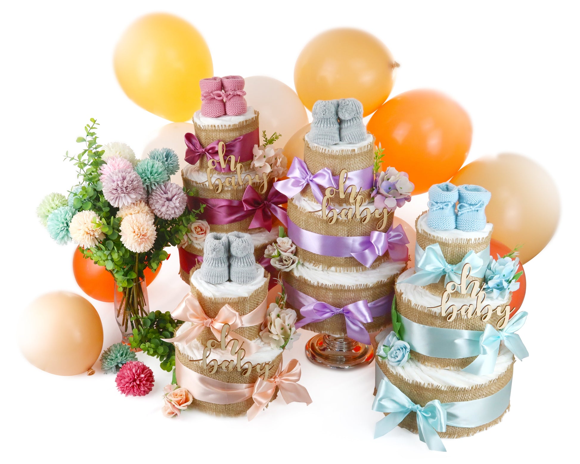 Große Windeltorte Alles Jute in blue - Einzigartiges Geschenk zur Geburt-dubistda