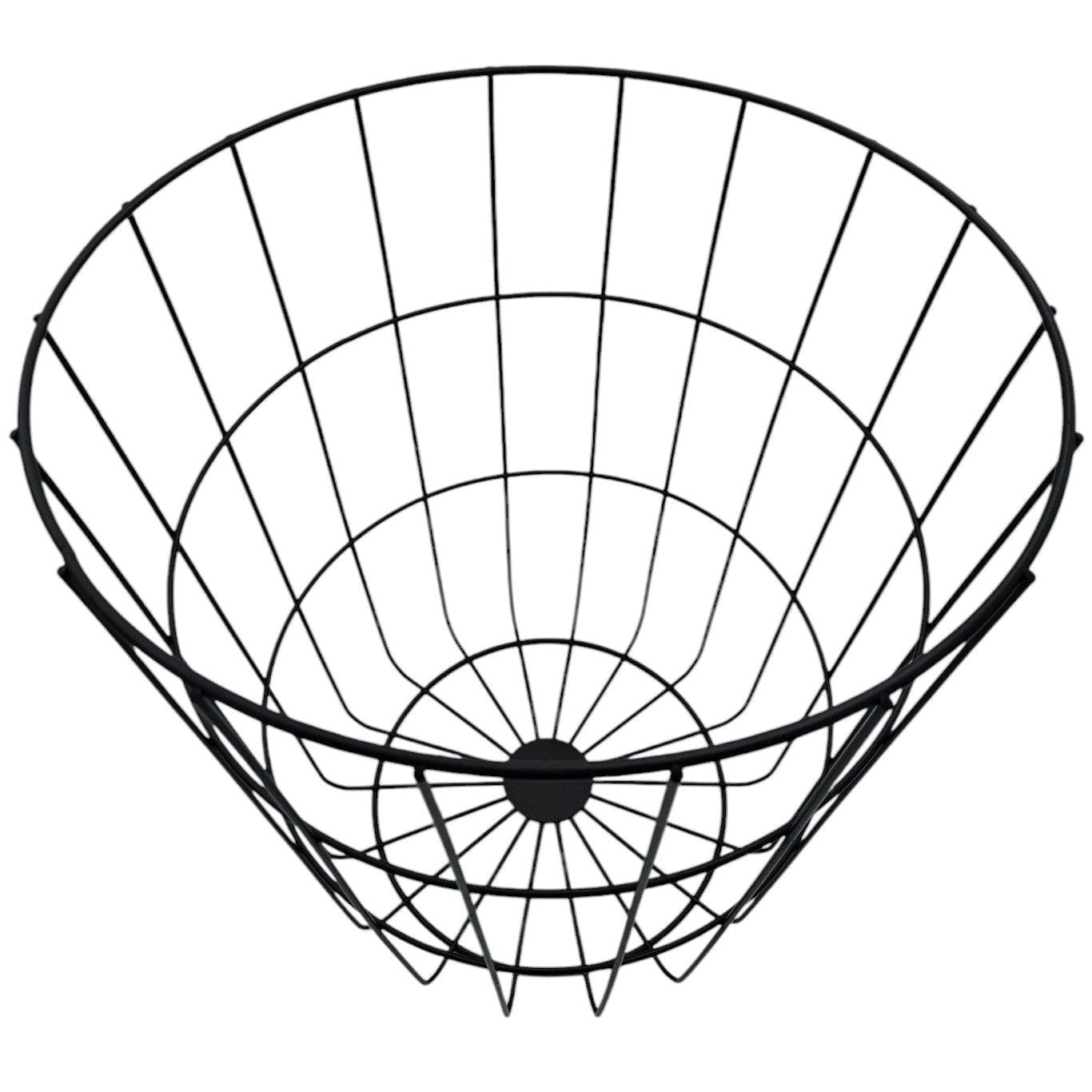 Großer runder Wäschekorb aus Metall in Schwarz