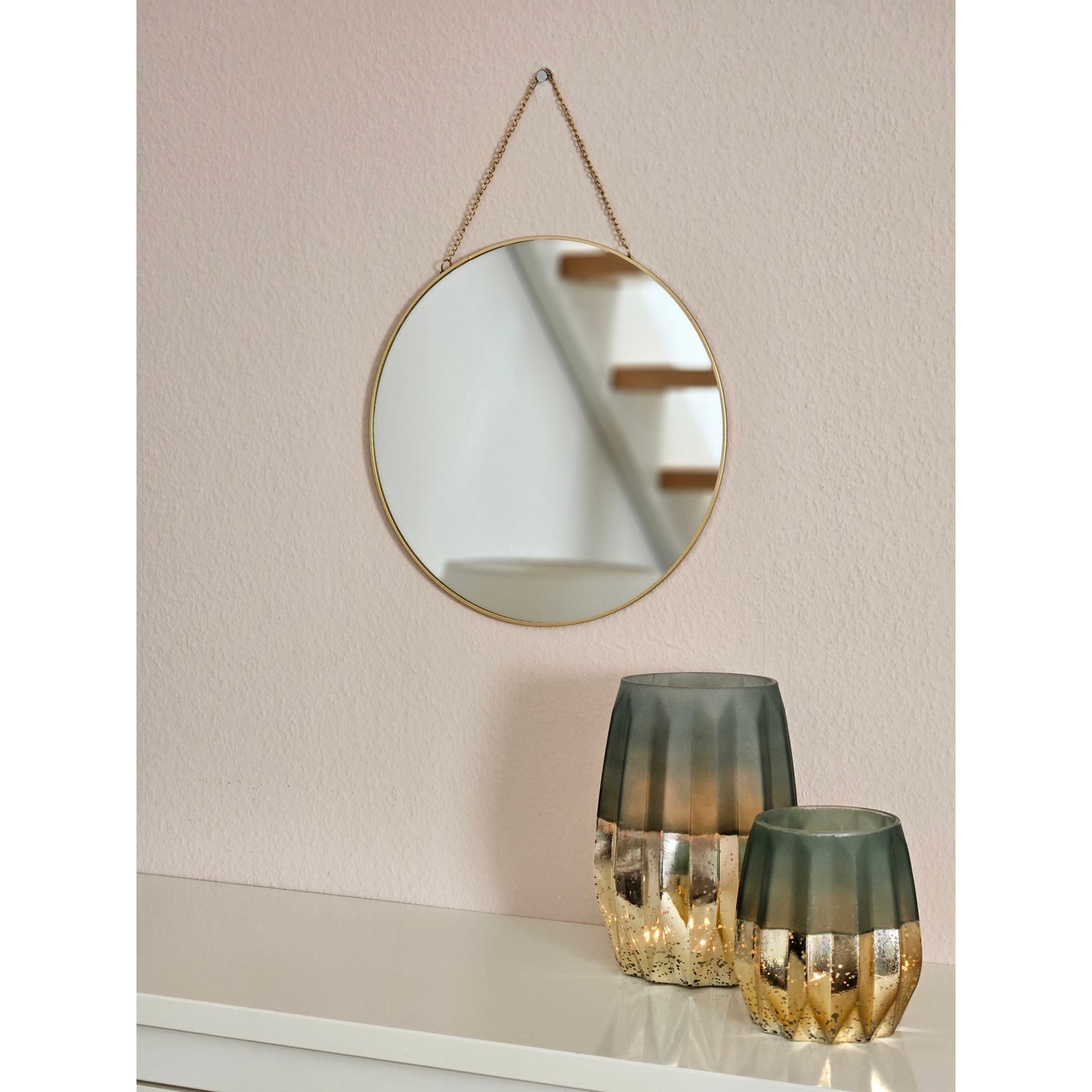 Runder Wandspiegel mit dekorativer Aufhängekette 30 cm