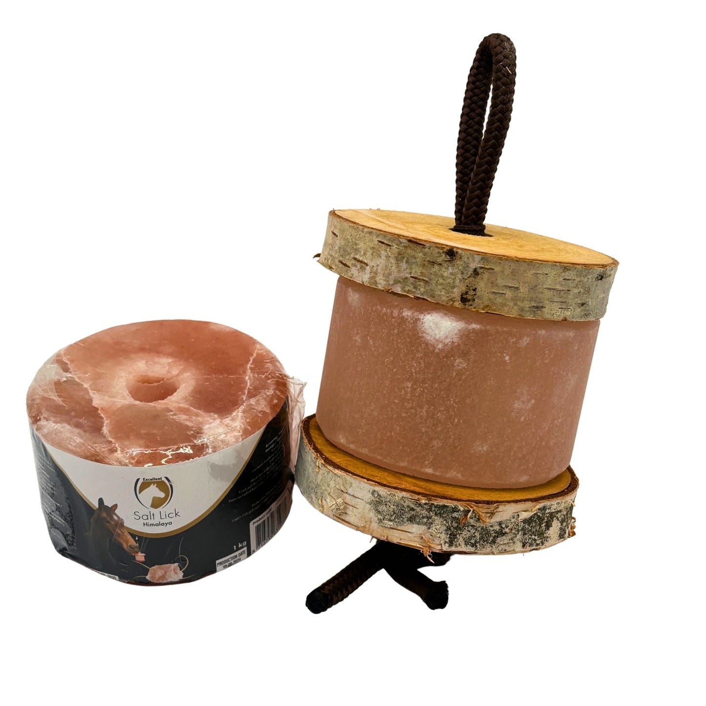 Birkenholz Halterung für Himalaya Lecksteine und Schleck Twister