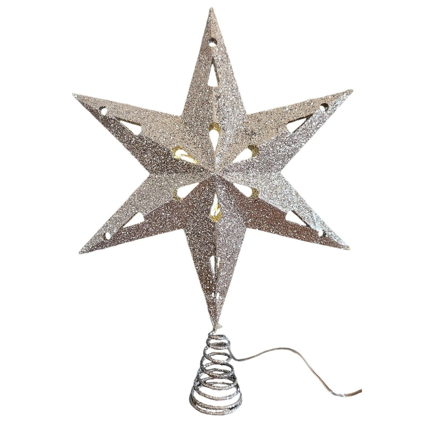 Christbaumspitze 35cm Baumspitze Weihnachten Metall Glitzer LED Stern B-WARE