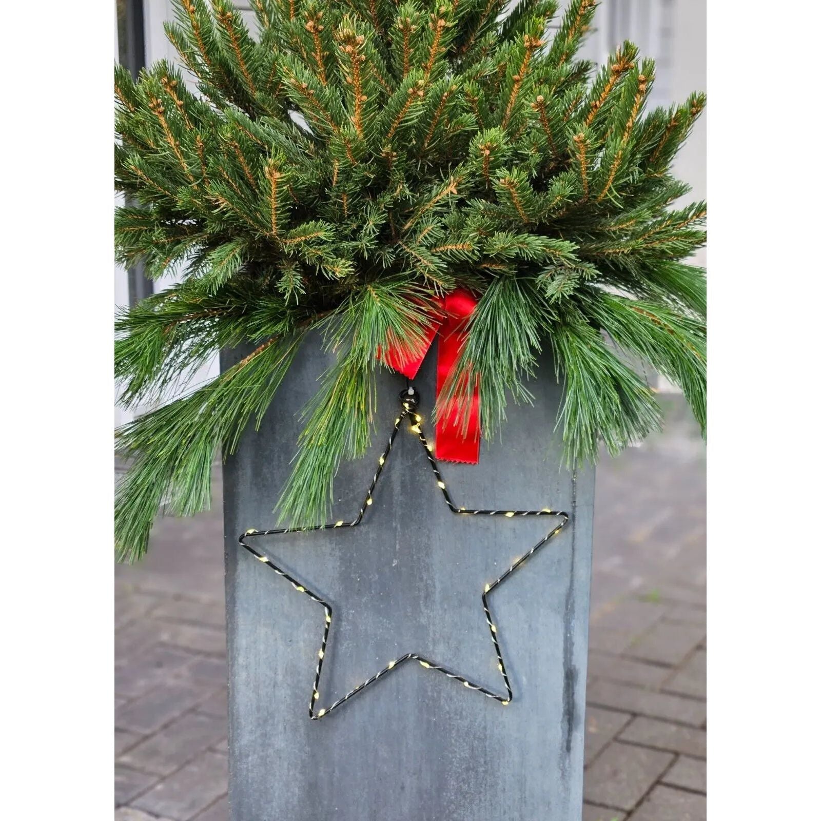 Stern LED warmweiß Weihnachtsstern Metall schwarz Metallstern Batterie Timer Ø 30 cm