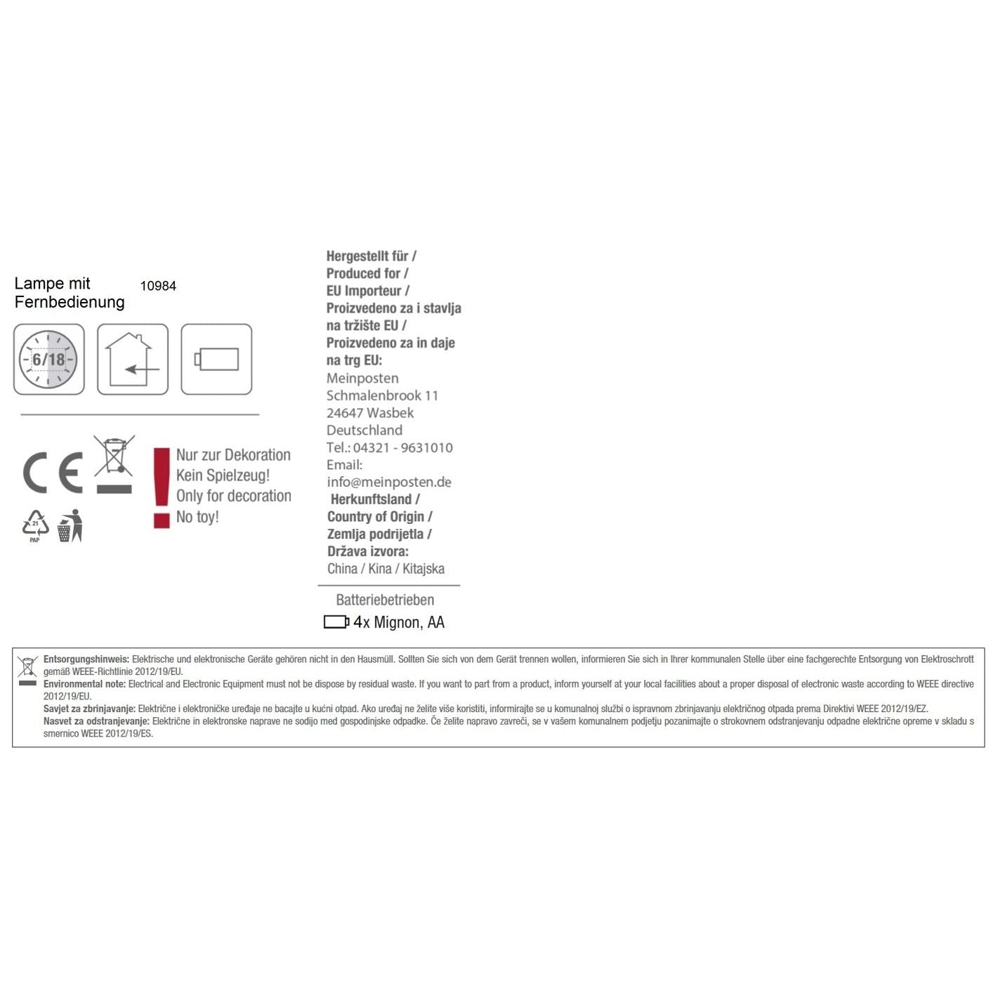 Batteriebetriebene LED Hängelampe mit Timer und Fernbedienung