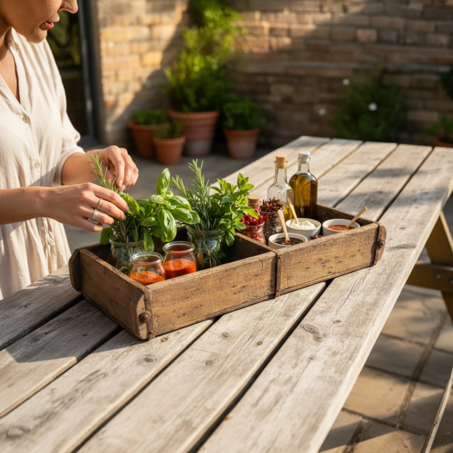 Holzkiste Ziegelform Ziegelsteinform Kiste recyceltes Holz Kasten 60 cm-Miamonda