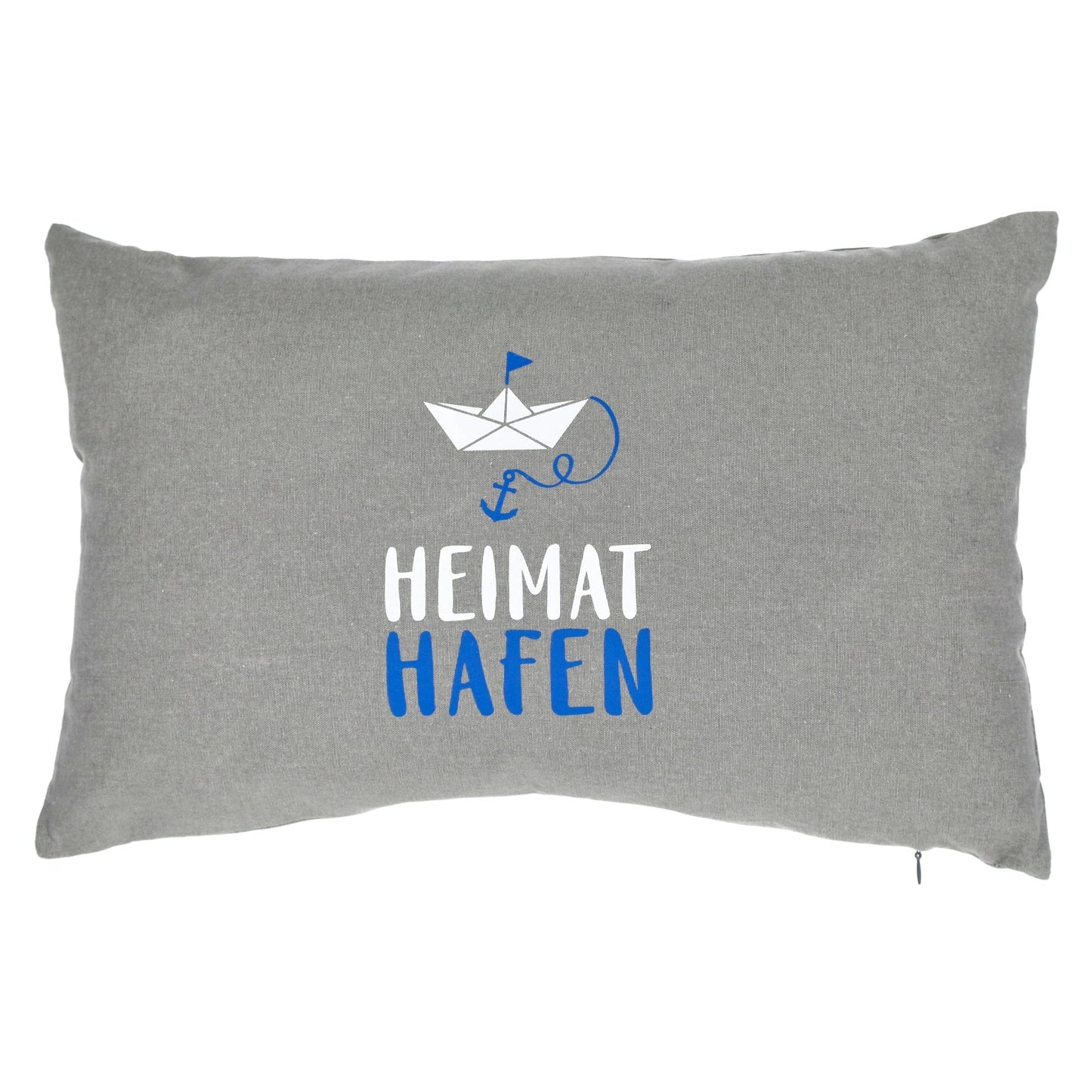 Kissen Dekokissen Grau Maritim mit Füllung 47x28 cm Passend für Sofa