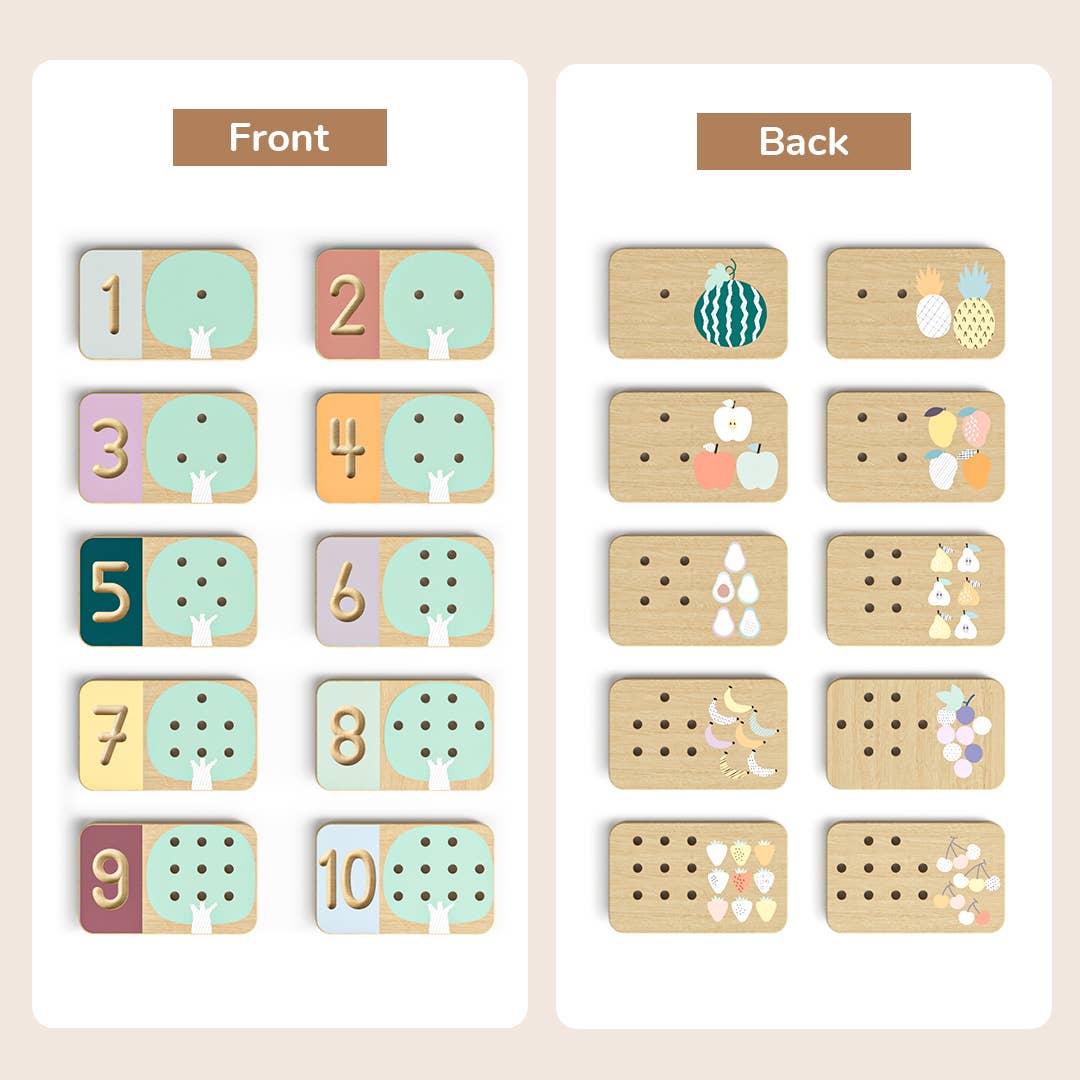 Holz-Tafel Obstbaum Montessori Zahlentrainer für Kinder