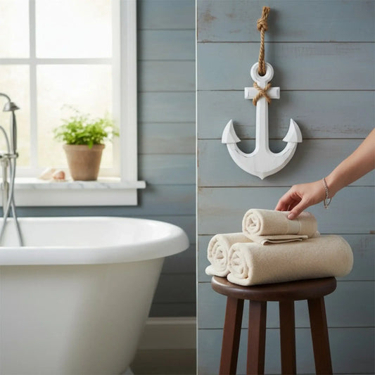 Anker Dekoanker Dekoration Maritim weiß Seil Tau 32x22 hängen Hochzeit Wandhaken - Yabubest - Home & More