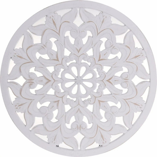 Dekoratives Wandornament rund Holz weiss 48 cm shabby Landhausstil