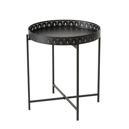 Beistelltisch Dekotisch Tabletttisch rund schwarz Metalltisch 45x40 cm - Yabubest - Home & More