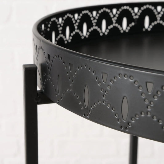 Beistelltisch Dekotisch Tabletttisch rund schwarz Metalltisch 45x40 cm - Yabubest - Home & More