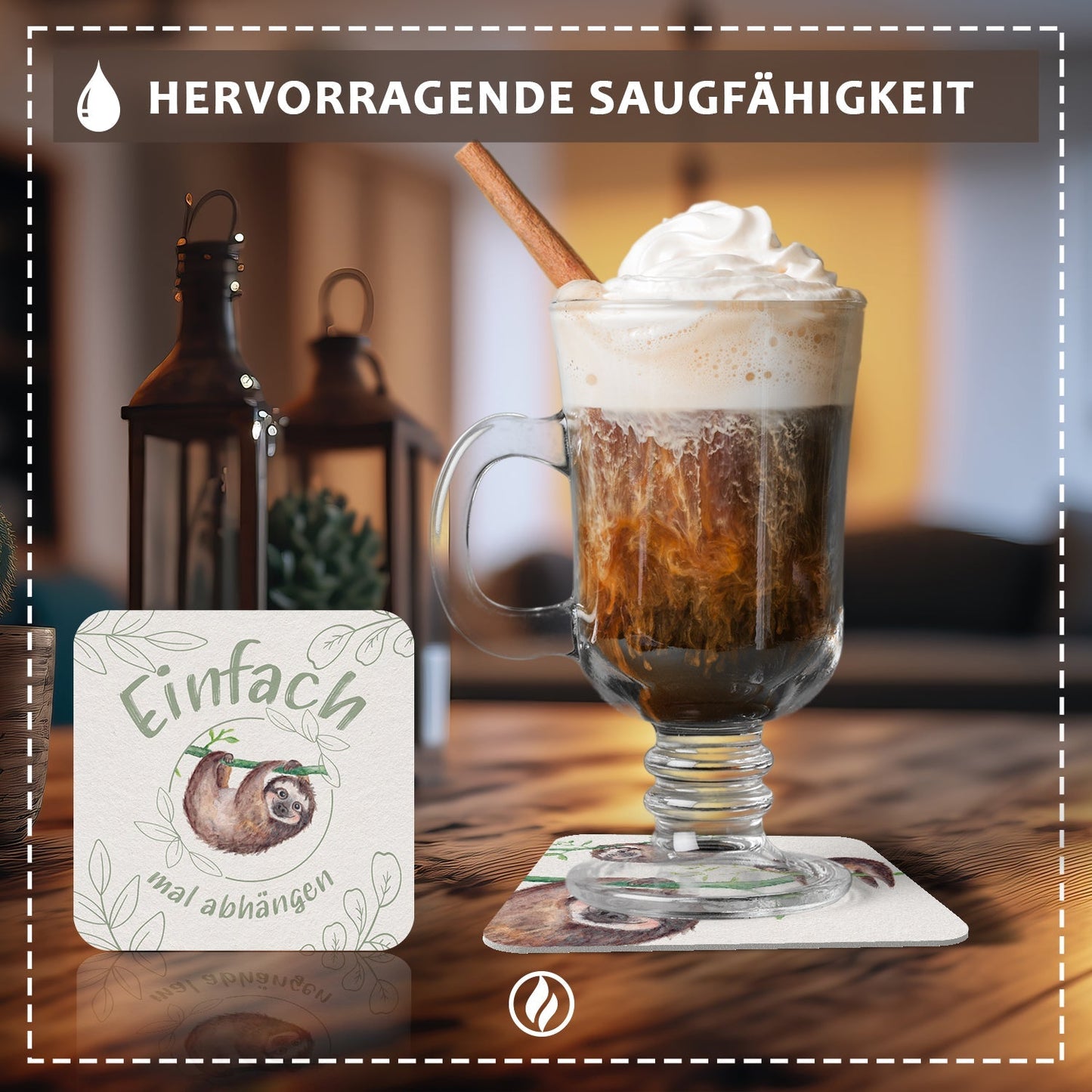 50 Bierdeckel Faultier Einfach mal abhängen Naturmotiv