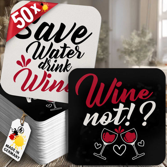 Wein Bierdeckel 50er Set Wine Not Save Water Drink Wine