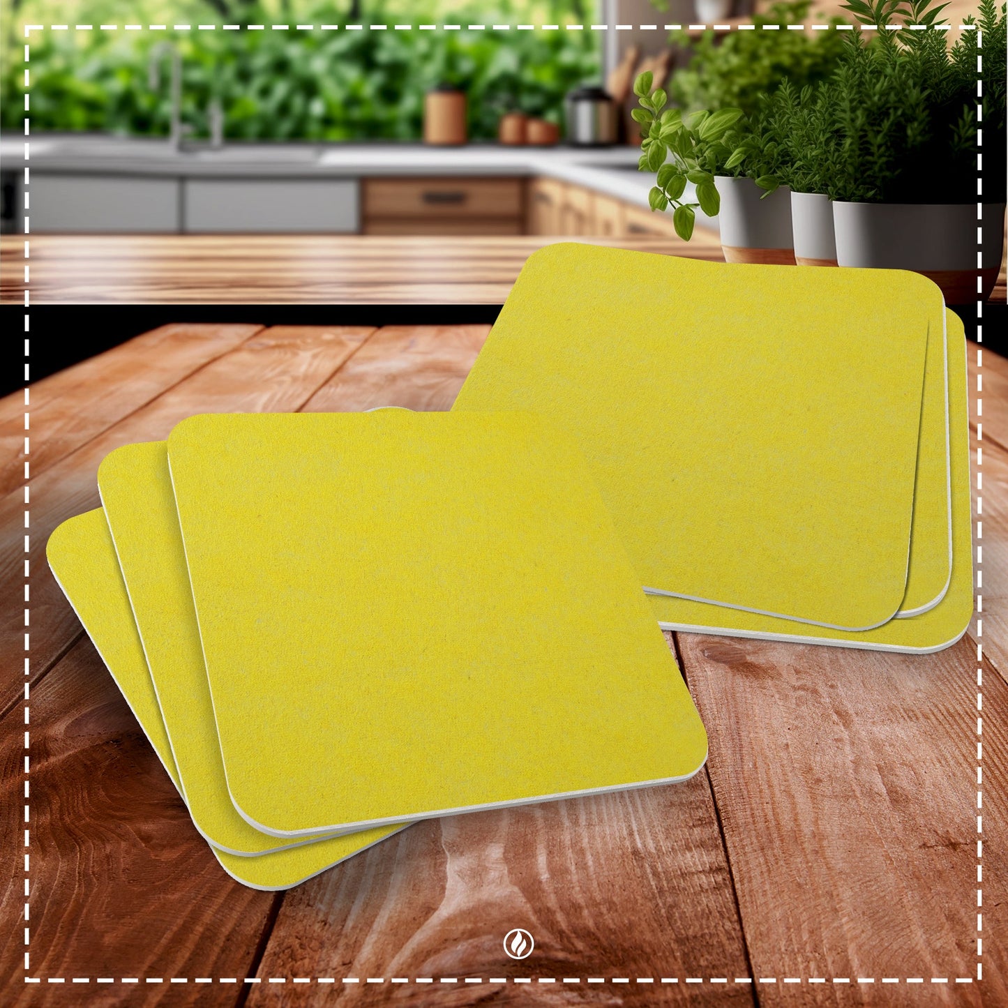 50x Gelbe Bierdeckel quadratisch – Nachhaltige Sommerfest-Deko