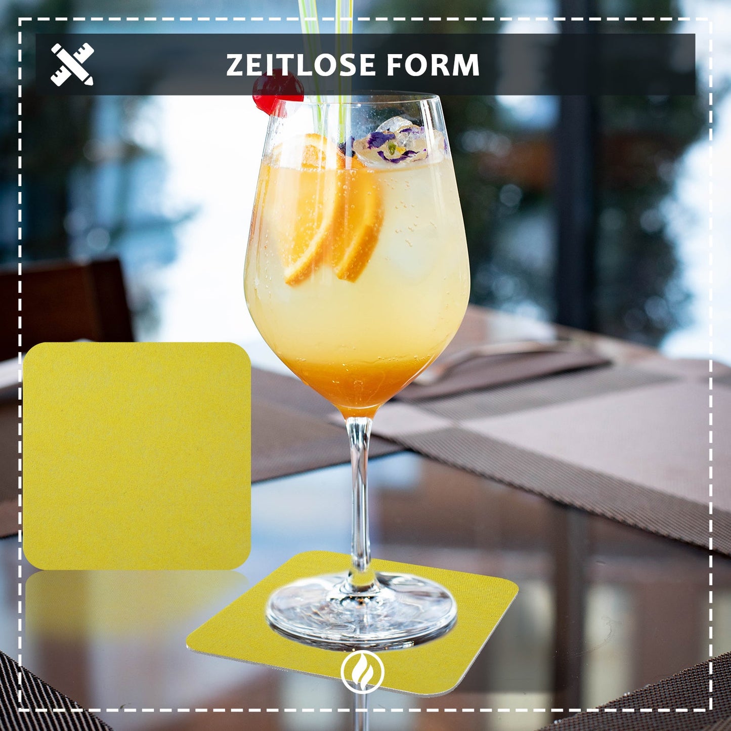 50x Gelbe Bierdeckel quadratisch – Nachhaltige Sommerfest-Deko