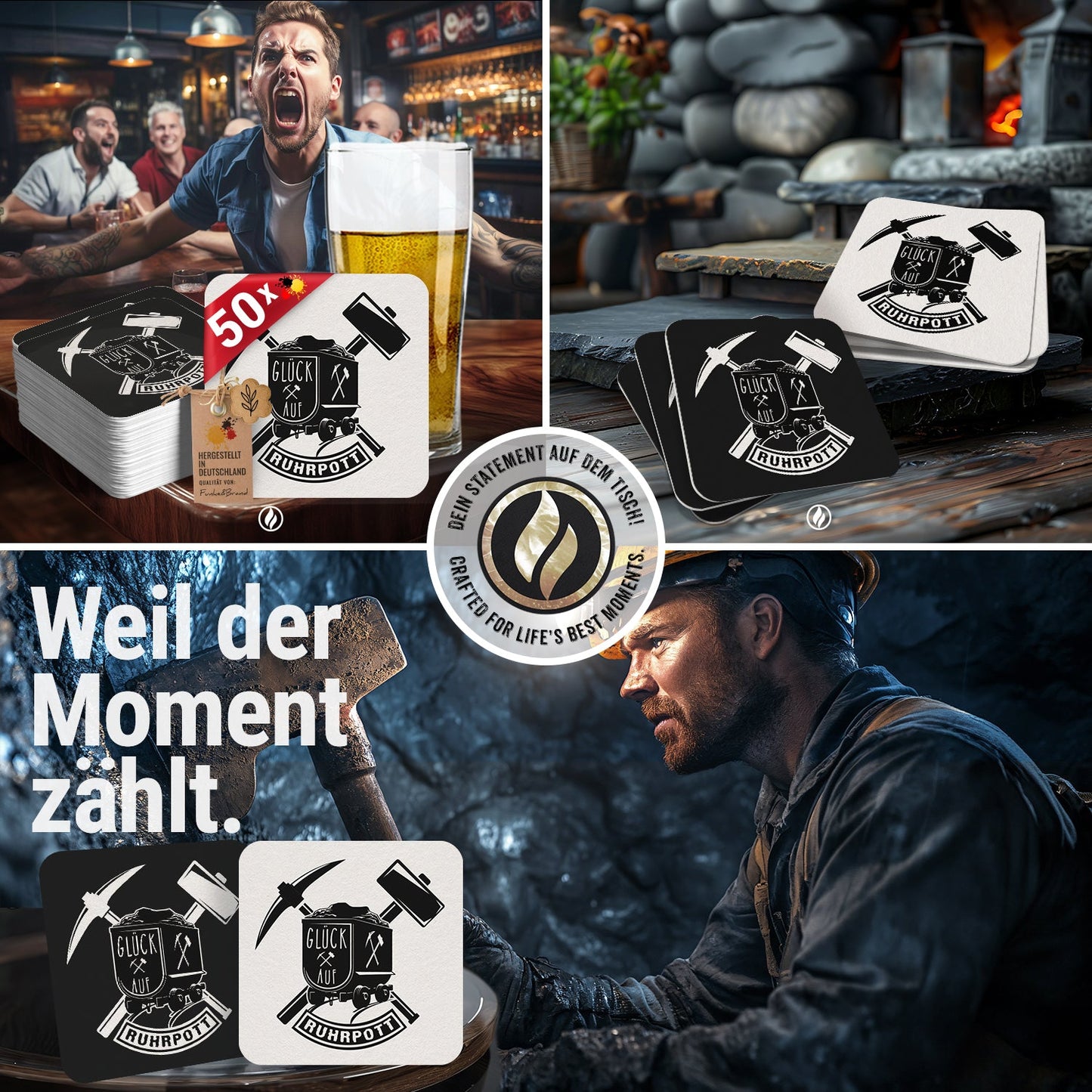 Bierdeckel Ruhrpott Glück Auf 50er Set Untersetzer