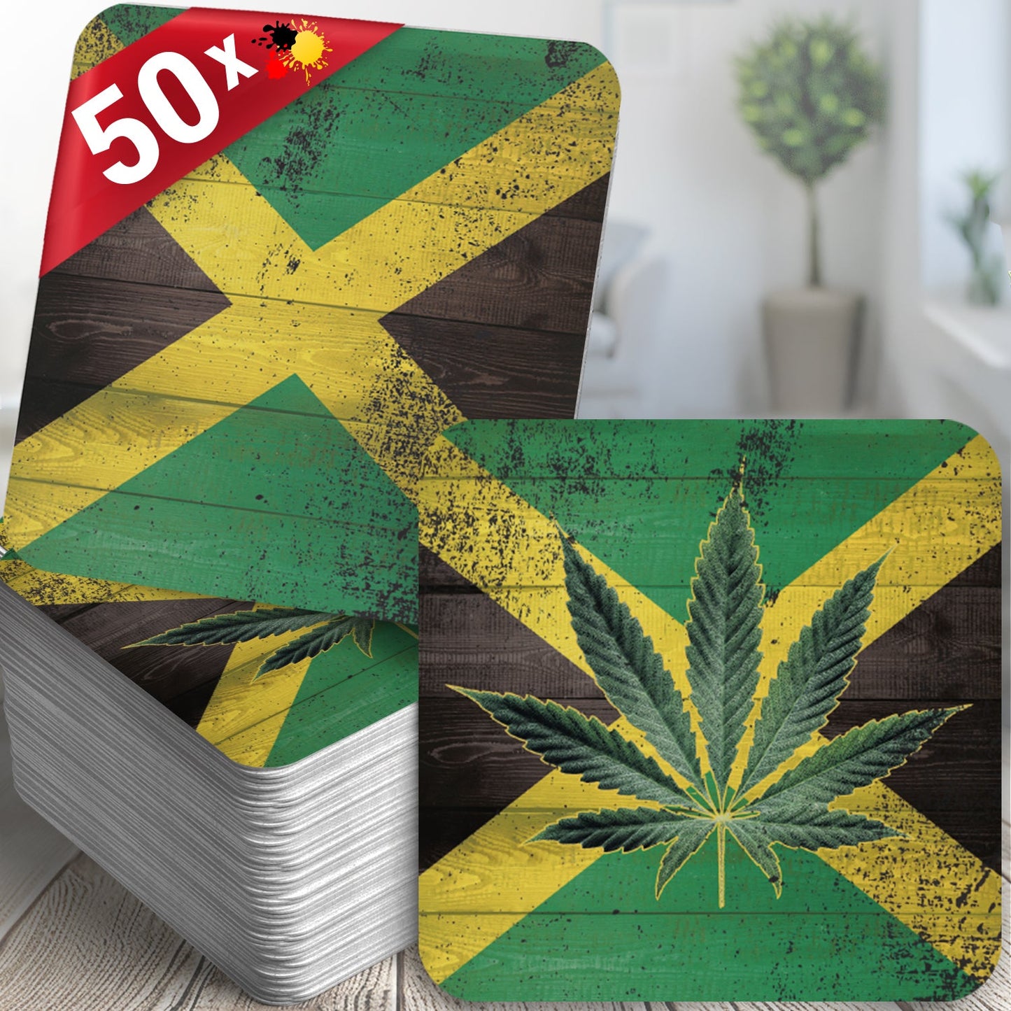 50x Premium Bierdeckel im Jamaica-Design – Party Highlight