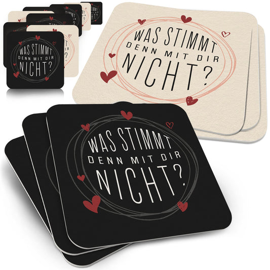 50er Set Bierdeckel mit frechem Spruch und Herzdesign