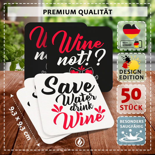 Wein Bierdeckel 50er Set Wine Not Save Water Drink Wine