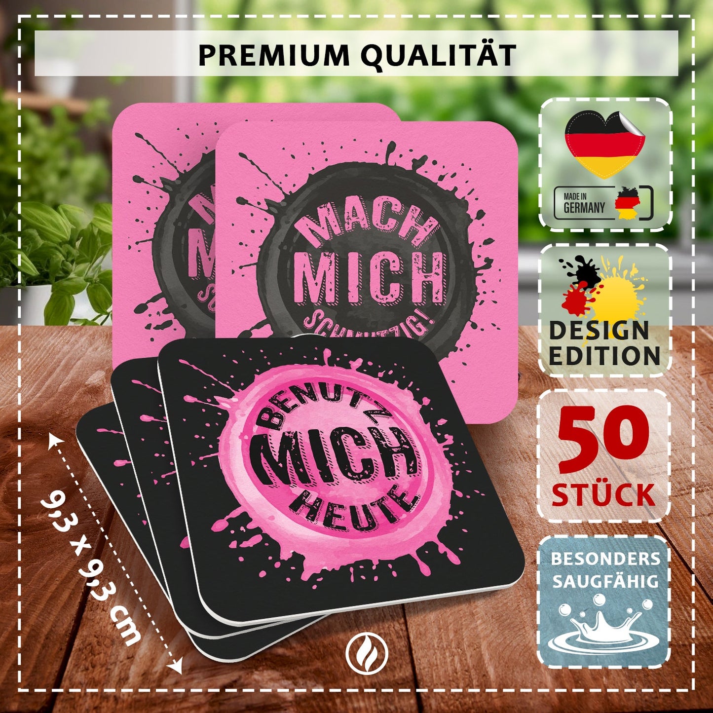 Freche Bierdeckel 50er Set mit Zweideutigen Sprüchen