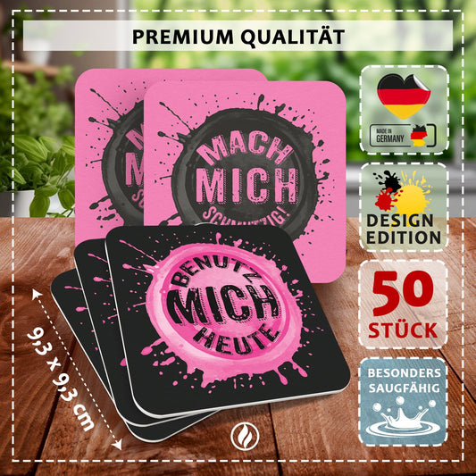 Freche Bierdeckel 50er Set mit Zweideutigen Sprüchen