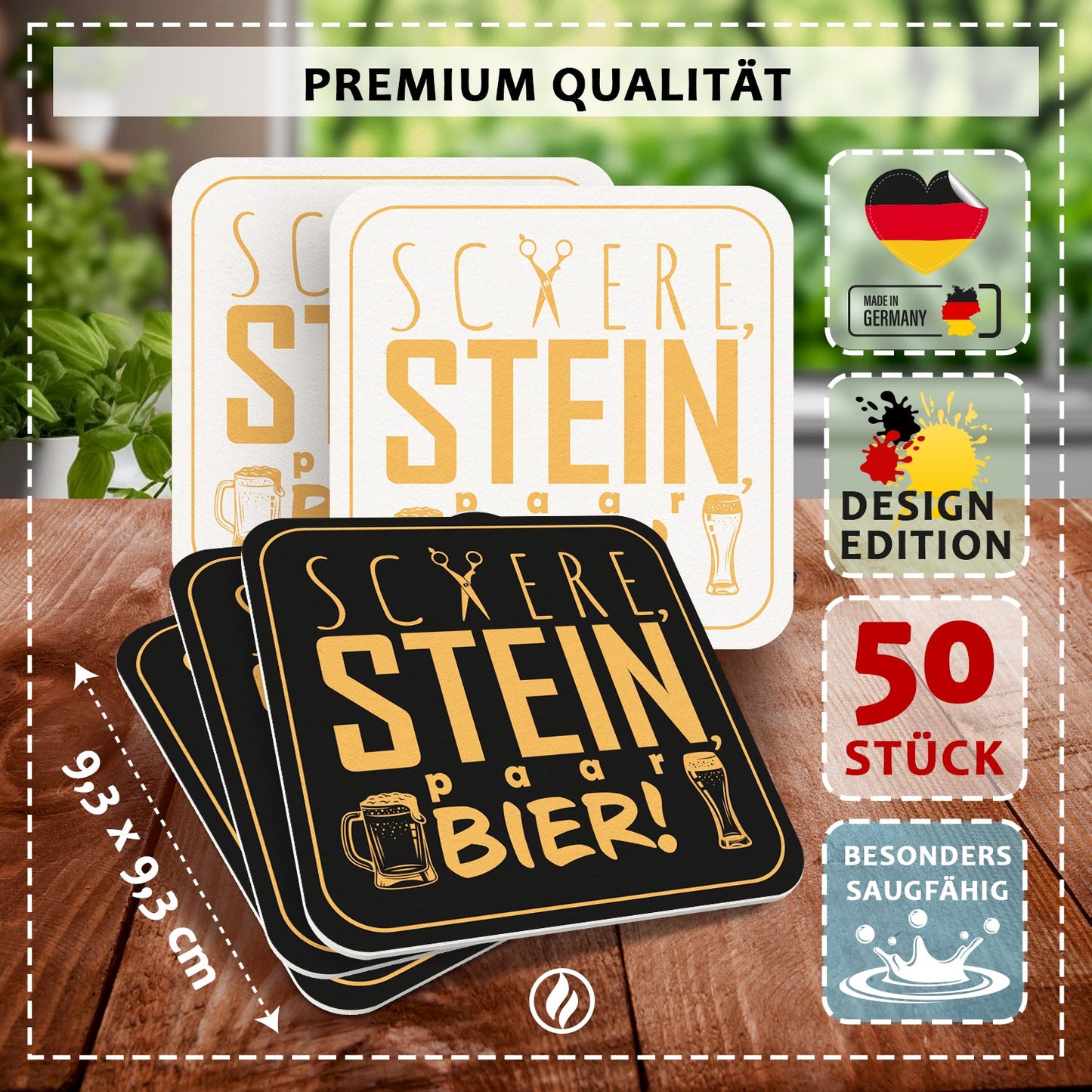 Bierdeckel Lustig Schere Stein paar Bier 50er Set