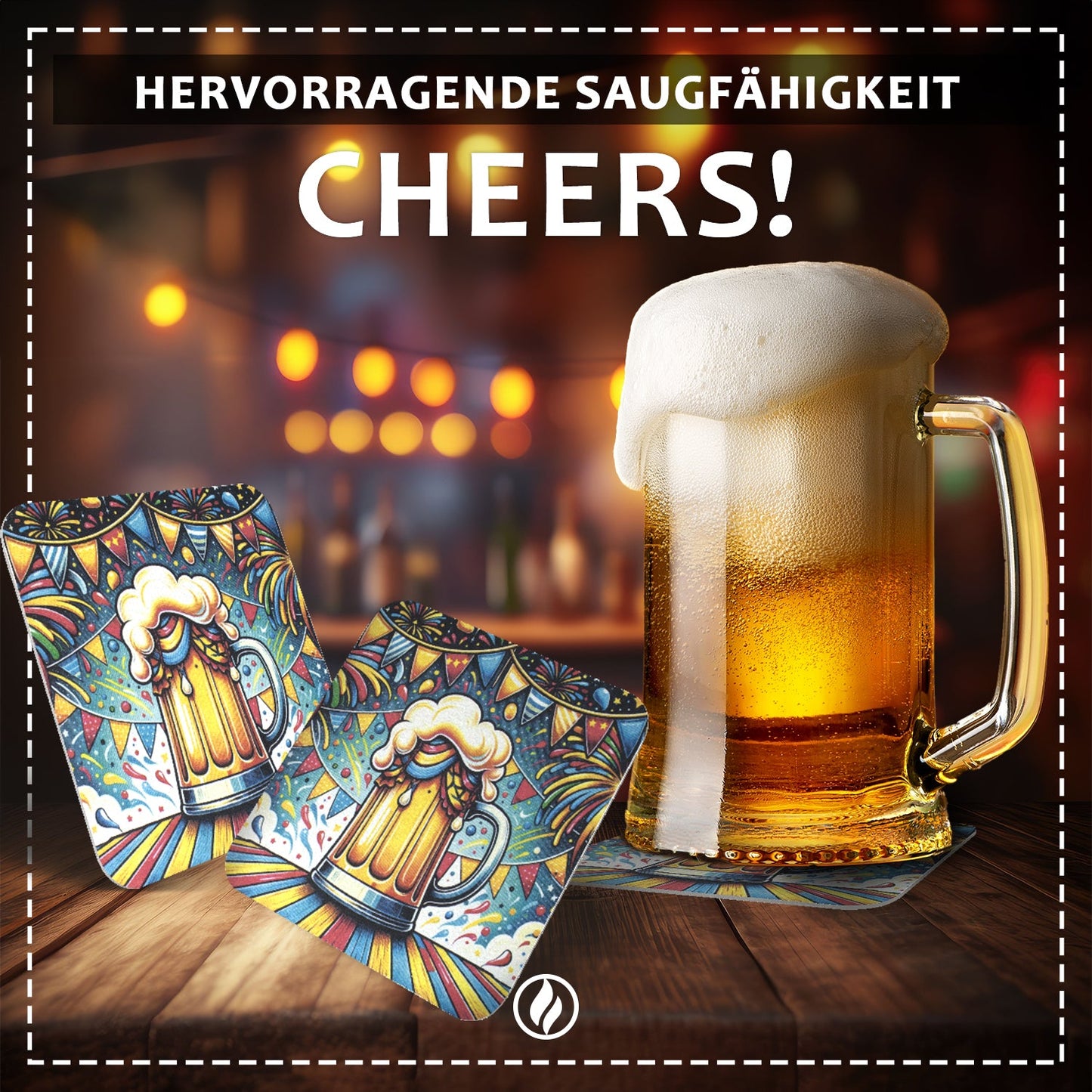 50 Bierdeckel bunt Bierkrug Party Geburtstag Grillen