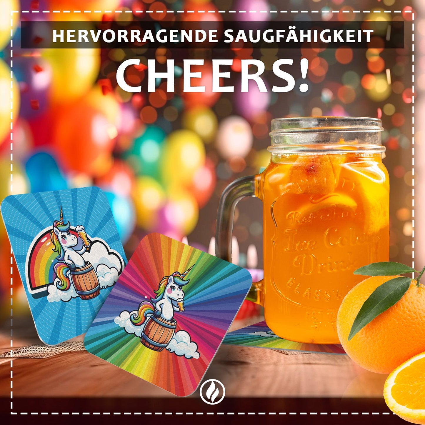 Einhorn Bierdeckel 50er Set Fantasie Untersetzer