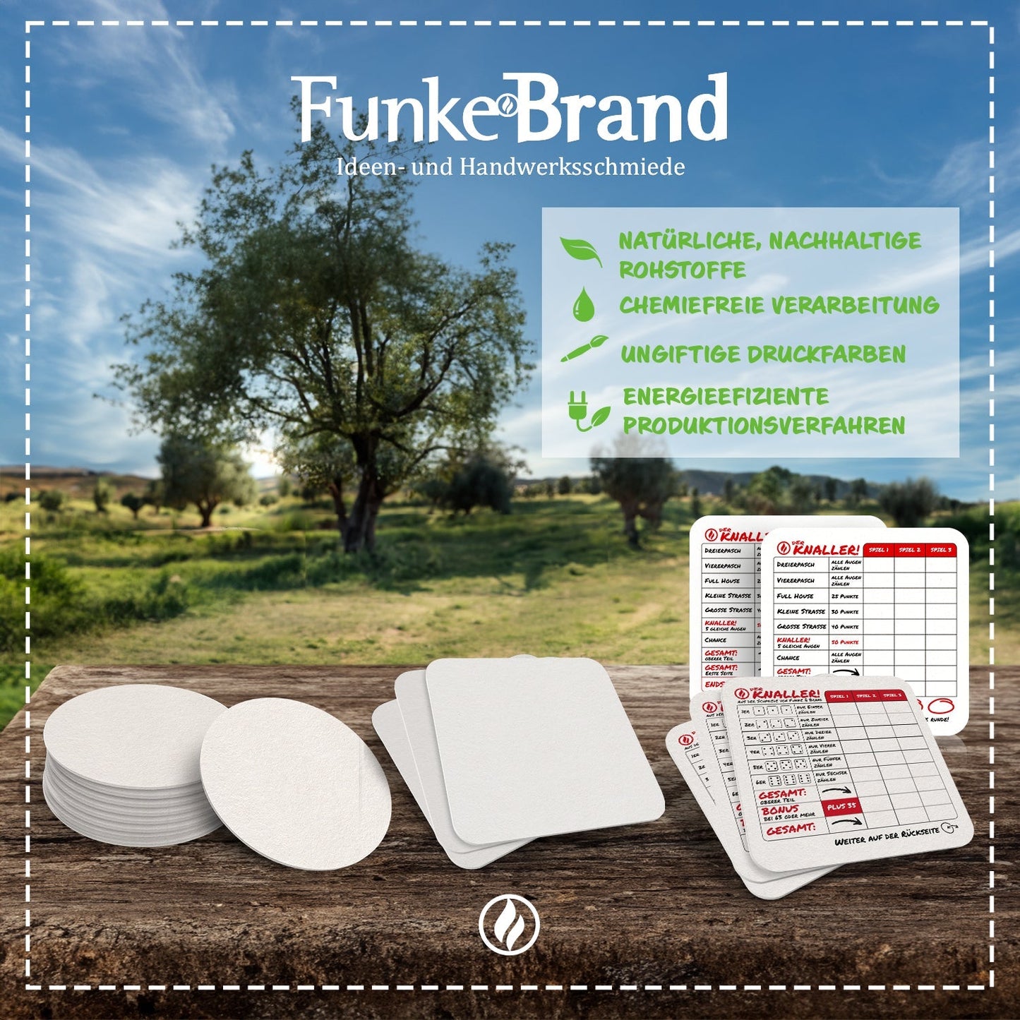 50 Bierdeckel Schön dass du da bist quadratisch Mocca Braun