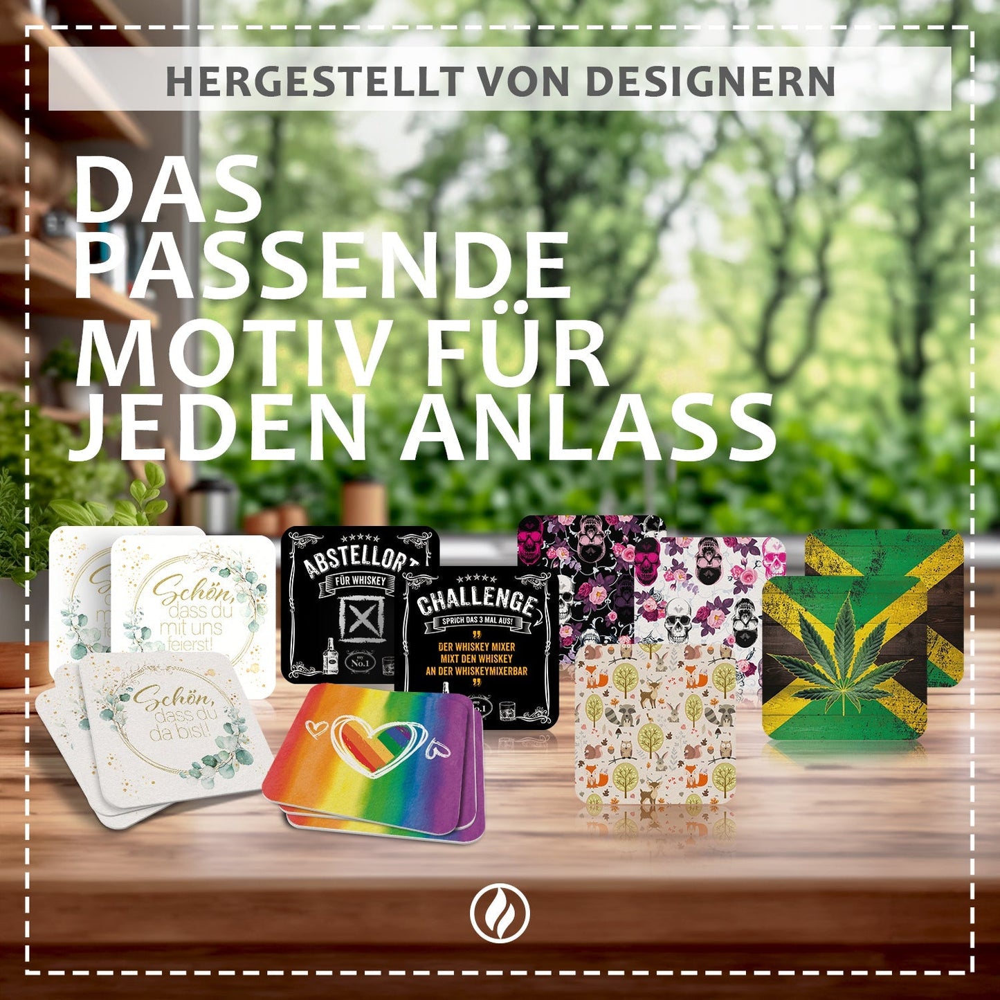 50 Bierdeckel Schön dass du da bist quadratisch Mocca Braun