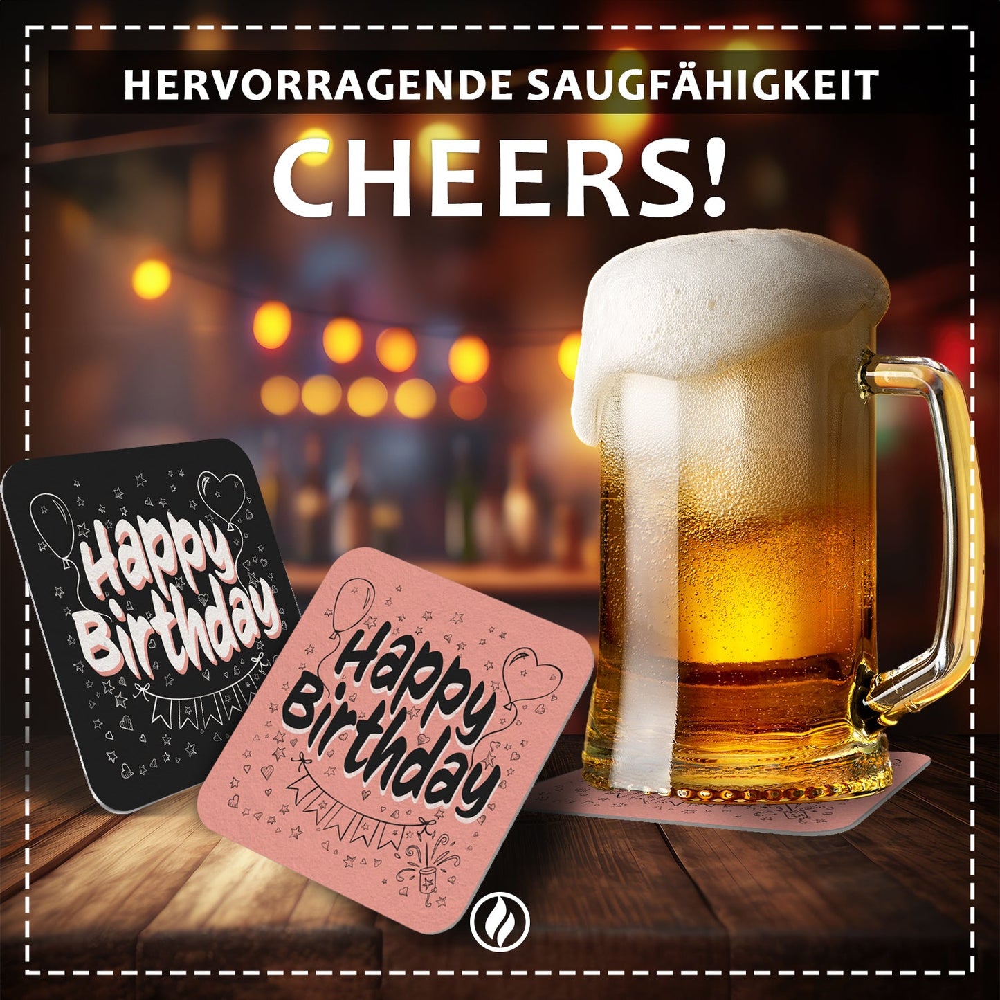 Praktisches 50er Set Bierdeckel Geburtstag Tischdeko