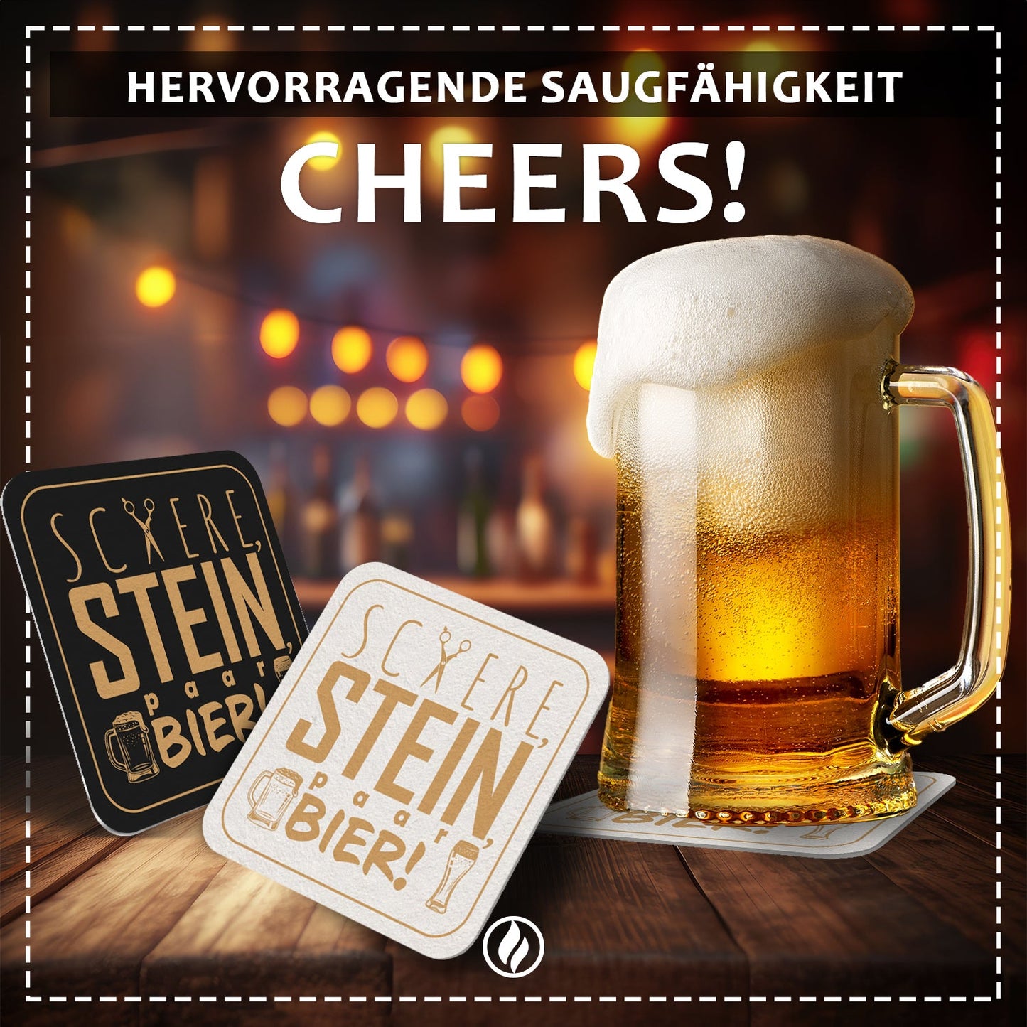 Bierdeckel Lustig Schere Stein paar Bier 50er Set