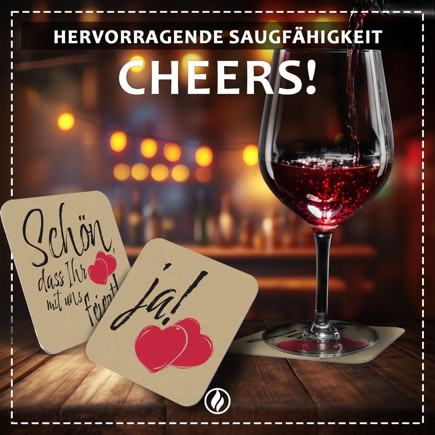 50 Bierdeckel Hochzeit Schön dass du da bist Tischdeko