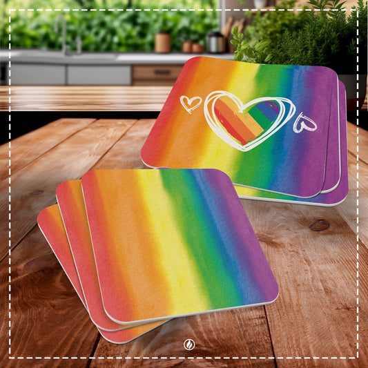 50er Set Premium LGBTQ+ Regenbogen Bierdeckel aus nachhaltigem Material