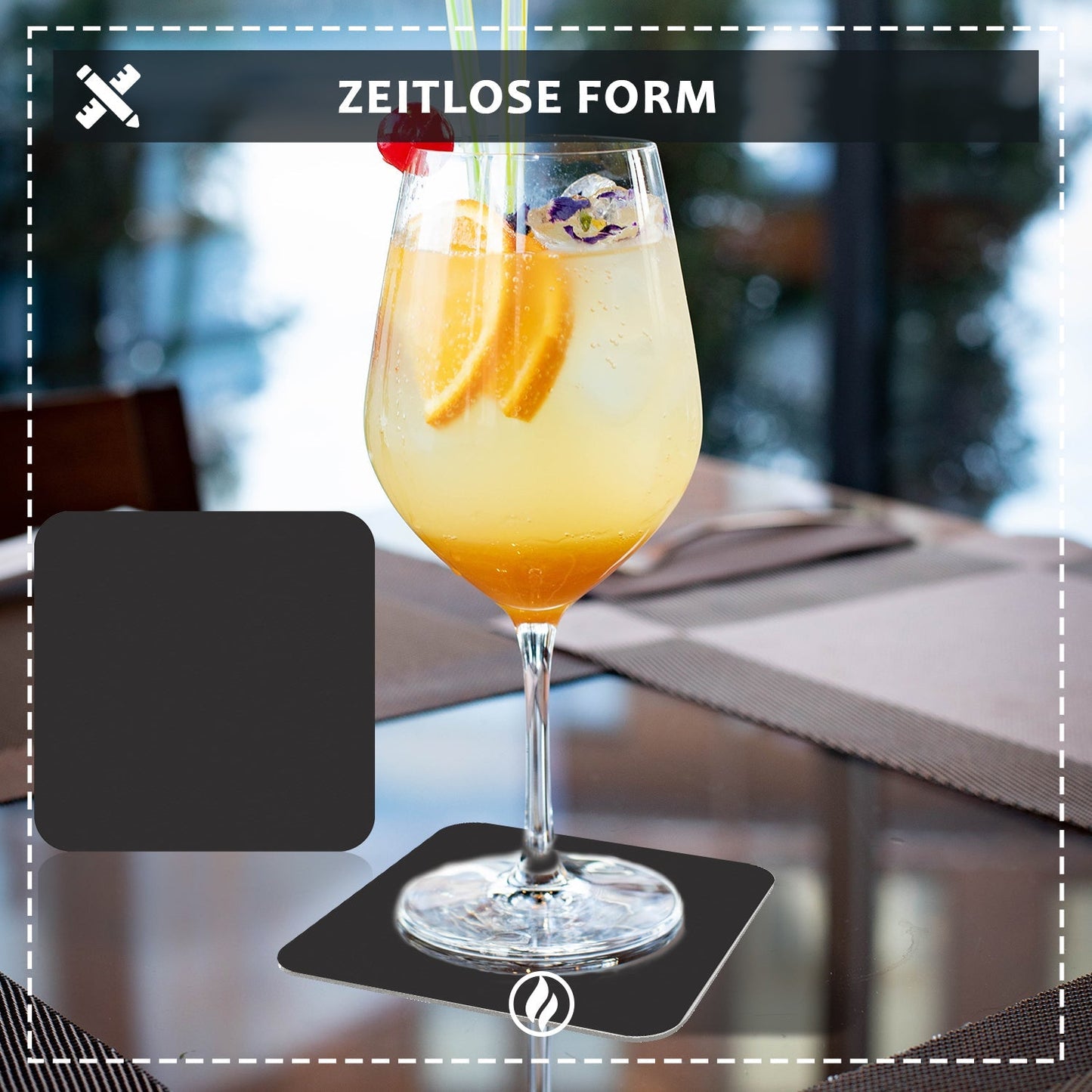 50 Bierdeckel Eckig Schwarz Minimalistisch Tischdeko