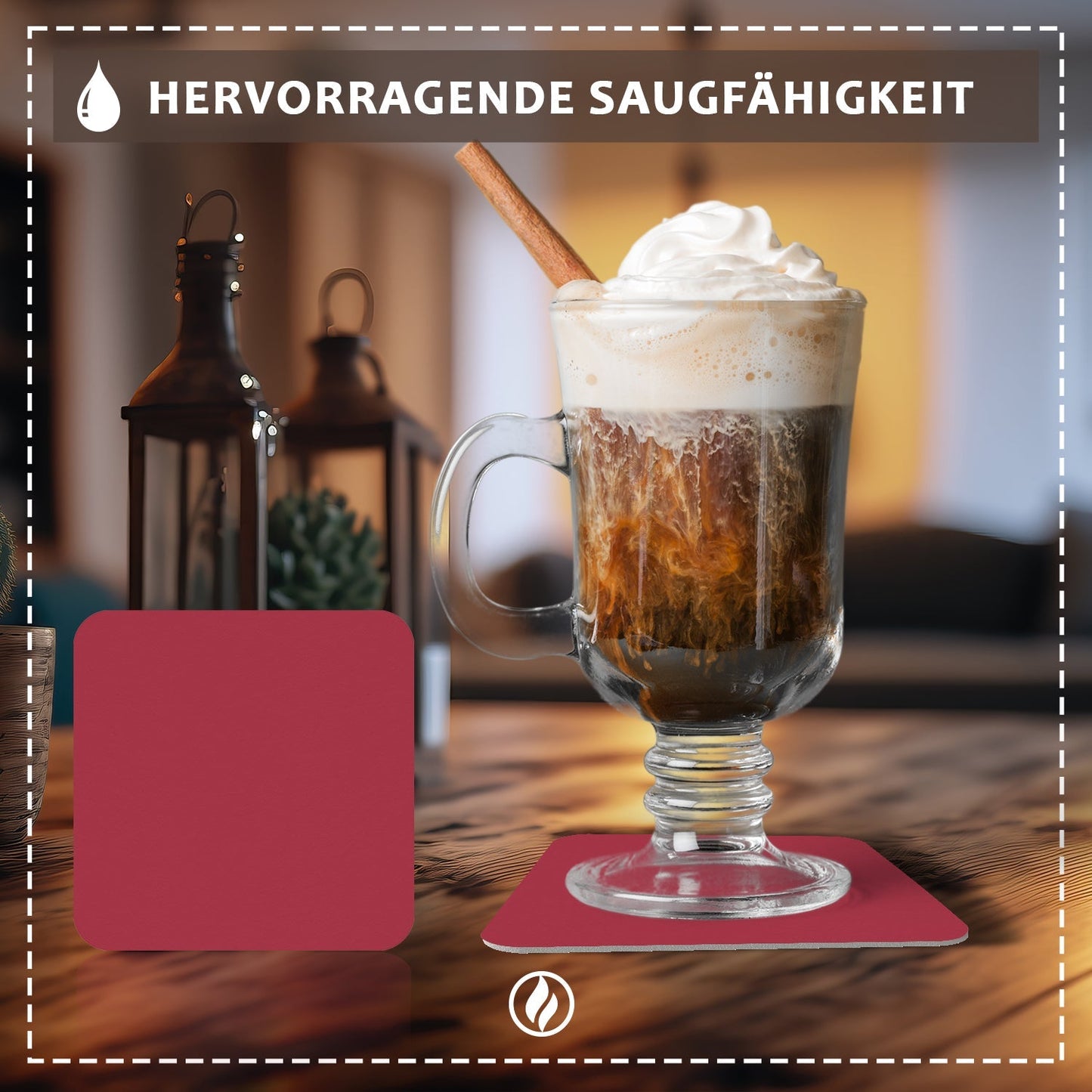 50 Stück Bierdeckel Eckig Farbig Beere Rosa Violett