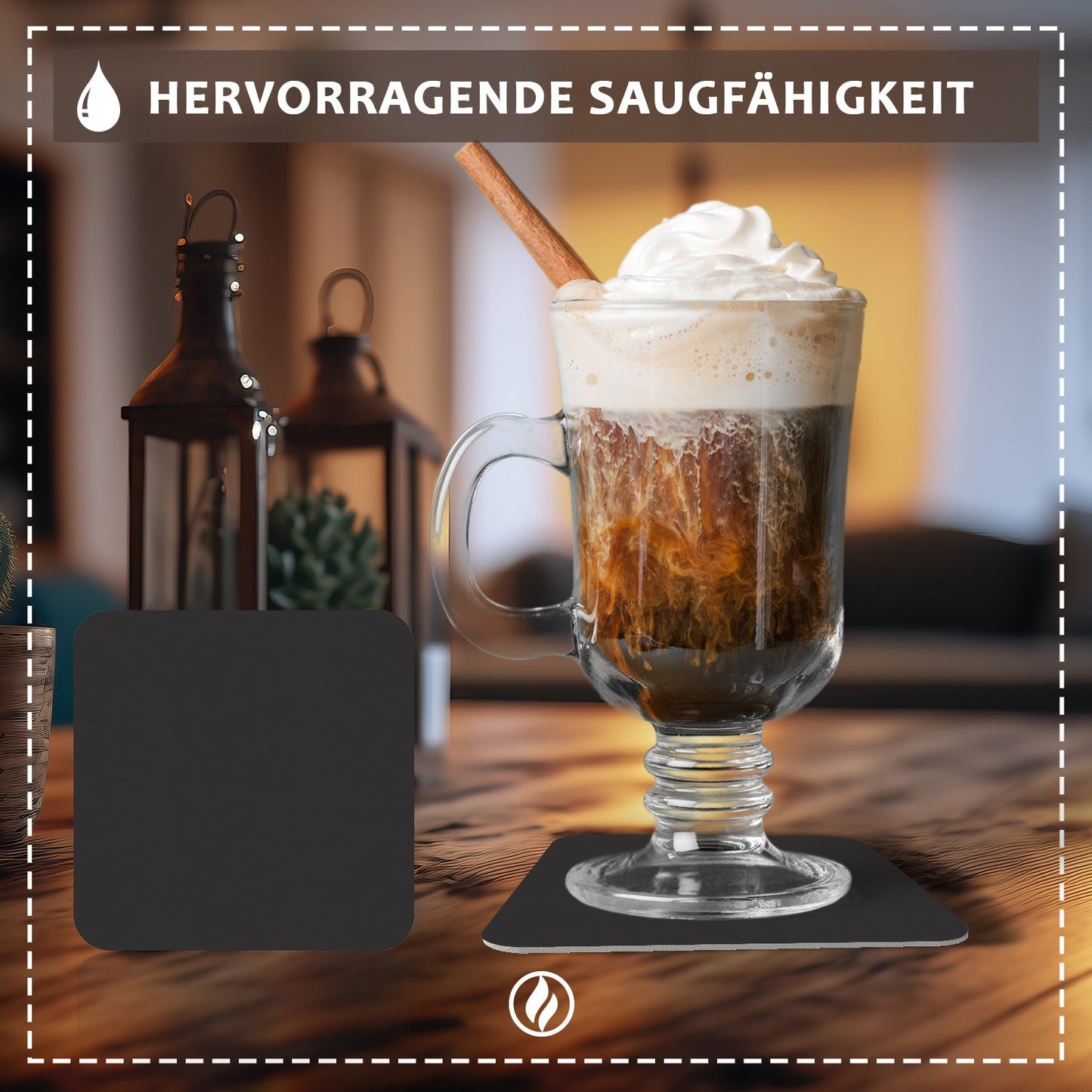 50 Bierdeckel Eckig Schwarz Minimalistisch Tischdeko