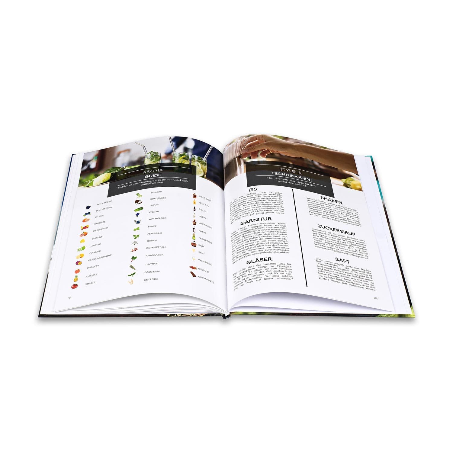 Cocktailbuch mit 15 klassischen Rezepten für Drinks mit Glasstrohhalm