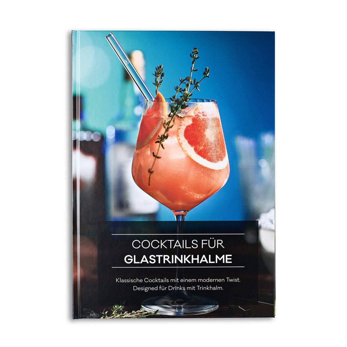 Cocktailbuch mit 15 klassischen Rezepten für Drinks mit Glasstrohhalm