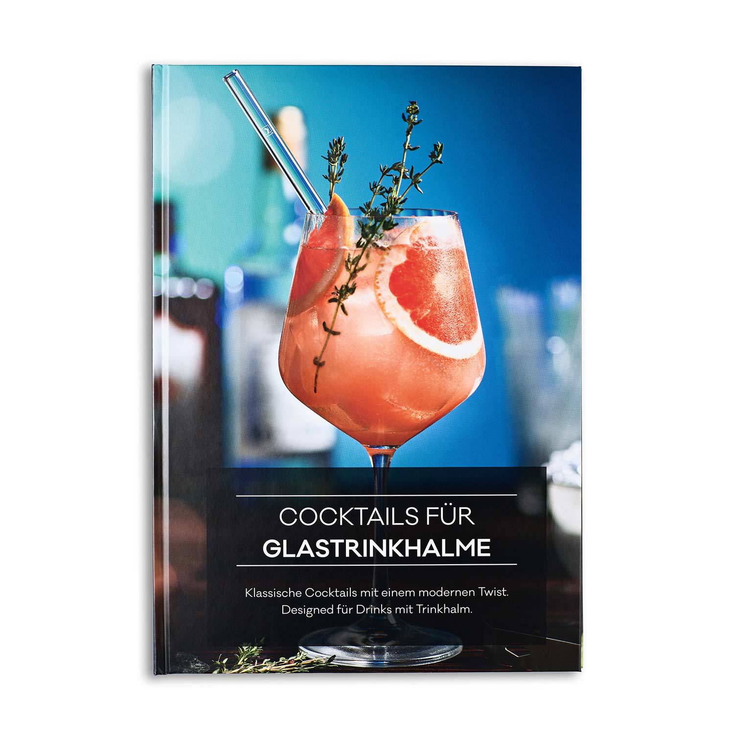 Cocktailbuch mit 15 klassischen Rezepten für Drinks mit Glasstrohhalm