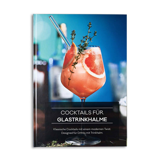 Cocktailbuch mit 15 klassischen Rezepten für Drinks mit Glasstrohhalm